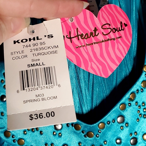 NEW HeartSoul Turquoise Blouse Tank Top with Rivets. Size Small (with tags) - Picture 12 of 15